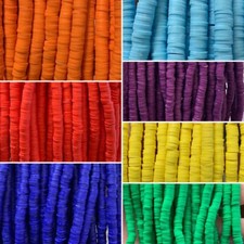 Polymer Clay Beads Flat Round Disc 8mm Heishi 1mm Wide Approx 320 Beads Strand