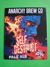 ANARCHY brewery SELF DESTRUCT real ale beer pump clip badge front Morpeth