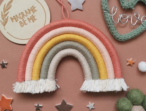 Macrame rainbow wall hanging - macrame,