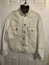 Men’s Levi’s Vintage Denim Jacket Size Medium Cream Leather Collar