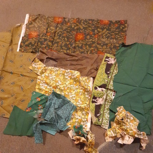 Cotton fabric pieces greens - fabric,