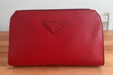 Prada Red Leather Clutch Bag