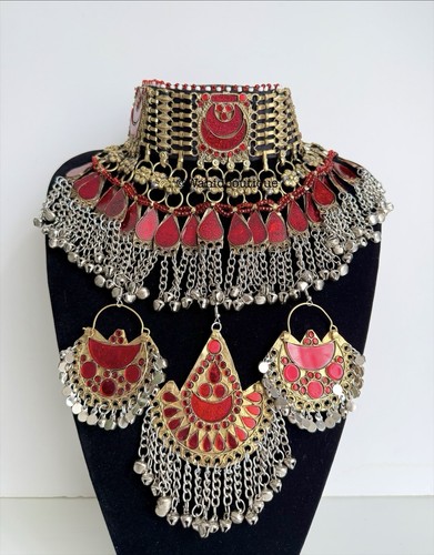 Red afghan full - jewellery, set
