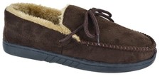 MENS MOCCASINS WARM FAUX SUEDE SHEEPSKIN FUR LINED WINTER LOAFERS SLIPPERS SIZE
