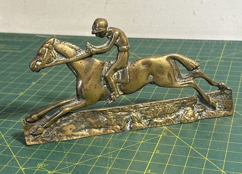 Vintage brass racing horse - brass,