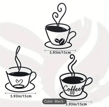 3pcs Coffee Cup Metal Wall Art