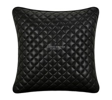 Black LEATHER CUSHION Quilted