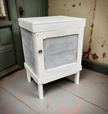 Antique White Painted Larder Pantry Small Cupboard Meat Safe Pine