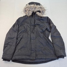 HOLLISTER Jacket Large Black Women's Polyester Hooded Parka All-Weather