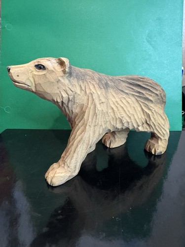 Hand carved wooden bear - carved,