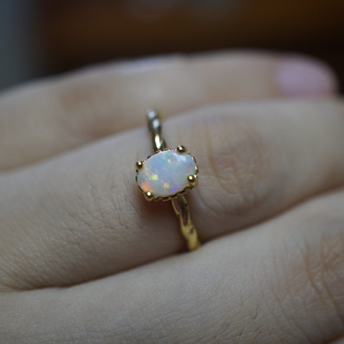 Crystal opal ring 925 silver - crystal,