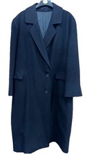 Vintage BURBERRY Long Blue wool + camel hair  coat oversized SZ 18  