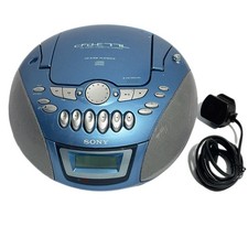 SONY CFD-E77L CD Radio Cassette Boombox Blue MEGA BASS + UK Power Adapter Tested