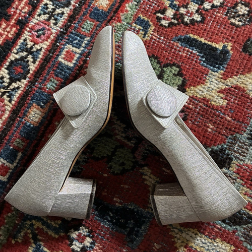 Vintage silver slip pumps - vintage,
