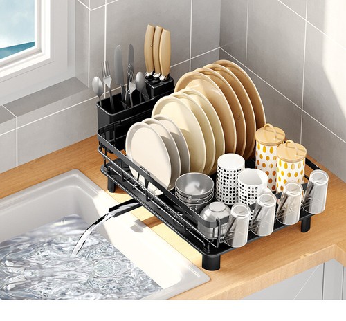 Steel dish drainer rack with - dish,