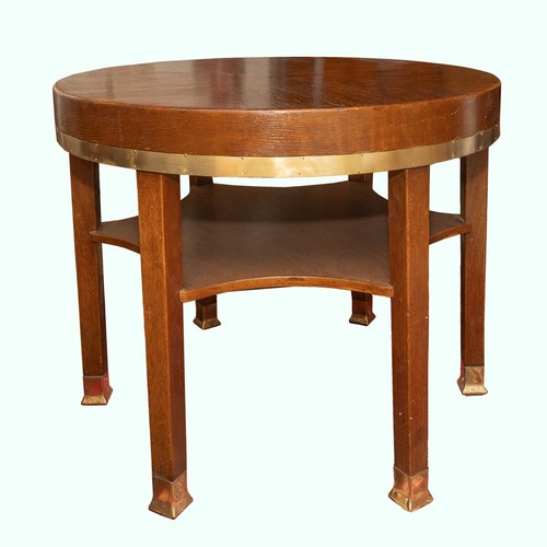 Brass and oak - , table