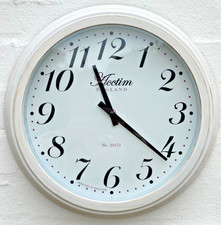 Acctim White Battery Wall Clock, Distressed Finish  Appleby 22032 - Scruffy Box