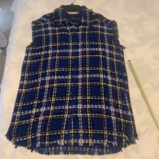 Zara Women's Blue Plaid Button