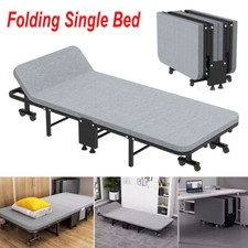 Folding Single Bed Fold Up Portable Guest Sleeper Rollaway Steel Framed Portable