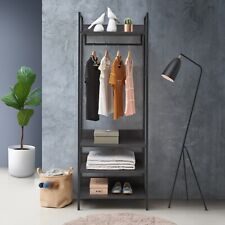 Industrial Narrow Open Wardrobe Clothes Rail Storage Unit Hanging Rack Shelves