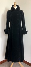 Vintage Velvet maxi Long fit flare Double Breasted riding Opera coat fur collar
