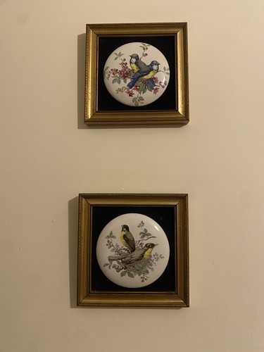 Pair vintage plaques birds - pair,