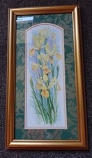 Golden Irises by Adelene Fletcher in gold effect frame - Very Pretty