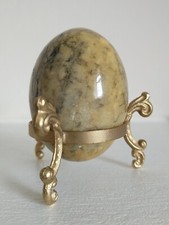 Vintage marble egg & stand*greens/yellows*153g*6cm X 4.5cm*Dragons Egg*Easter