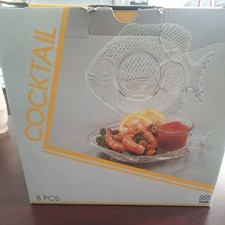 Set of 8 Vintage Glass 4 Fish