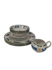 Wood & Sons Farmyard Dinnerware Set Rooster Cow Pattern Bundle 12 Pieces