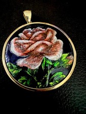 (D&L) Antique Limoge Gold Plated Large Pendant , Signed