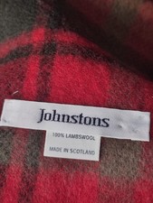 Johnstons Scotland 100% Lambswool Scarf With Fringe Red, Black, Yellow Plaid