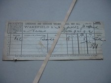 1914 Lancashire & Yorkshire Railway Wakefield to Hayfield Parcel Way Bill