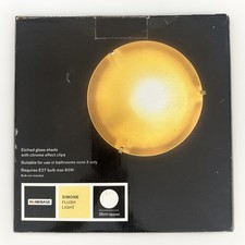 ETCHED GLASS SHADE WITH CHROME EFFECT CLIPS SUITABLE FOR USE IN BATHROOM WC 25cm