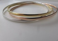 Gold Russian Slave Bangle 9 Carat Multi Coloured 3mm