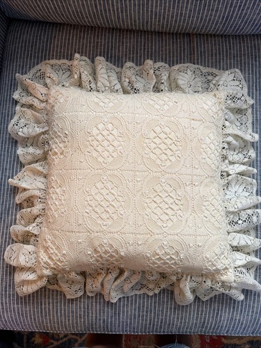 Vintage ruffled lace pillow - vintage,