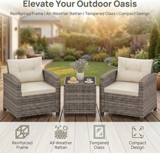 3Piece Rattan Garden Furniture