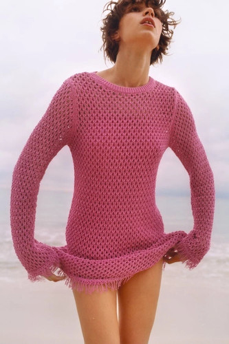 Zara pink crochet - crochet, round