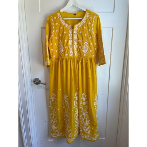 Yellow cotton embroidered - yellow,