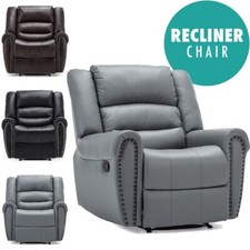 DENVER BONDED LEATHER RECLINER ARMCHAIR STUD SOFA HOME LOUNGE RECLINING CHAIR