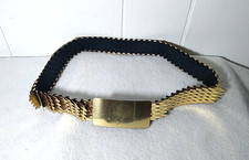 Vintage Gold Color Metal Scalloped Snake Fish Scales BELT Stretch Elastic 26+