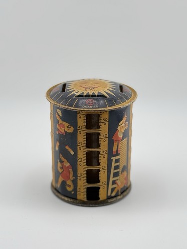 Vintage tin coin counter bank - coin,