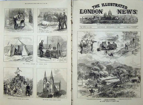 Old antique print 1873 cannock - old,