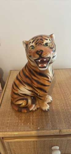 Ceramic table tiger statue - table,