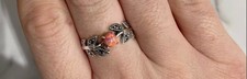 Pink Fire Opal Marcasite Ring