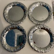 SET OF 4 Vintage CHROME METAL Plates / Dish / DRINK COASTERS AUSTRALIA 1970’s