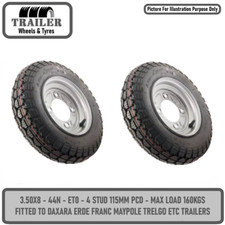 Trailer Wheel Rim & Tyre Complete 350 x 8 inch 4 ply 4 x 115mm PCD Trelgo x 2