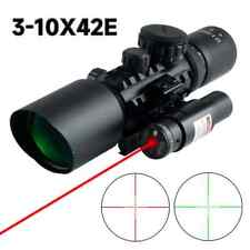 Hunting 3-10x 42E Riflescope Compact Red Green Laser Sight Scope 20mm Rail Mount