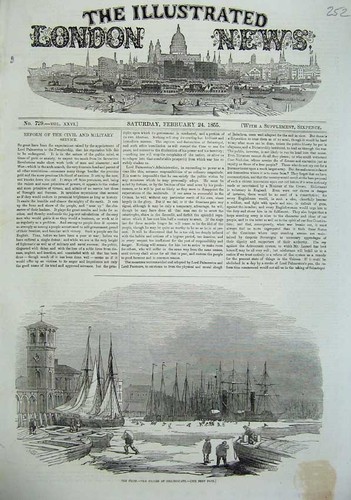 Old antique print - 1855, ice