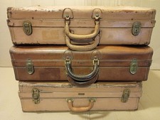 Vintage Leather Suitcase X3